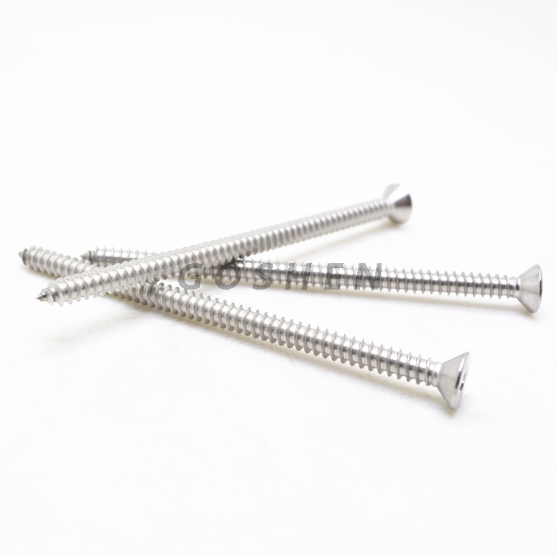 High quality DIN7982 Stainless steel cross recessed countersunk head tapping screw