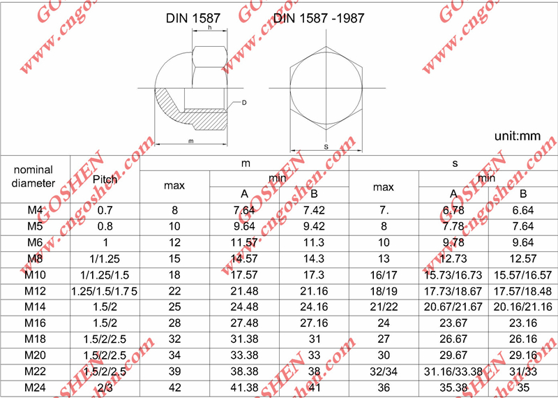 stainless steel Dome nut DIN1587