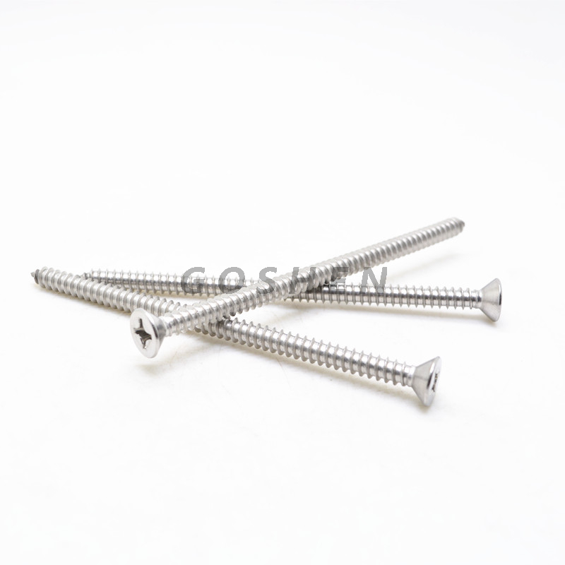 High quality DIN7982 Stainless steel cross recessed countersunk head tapping screw