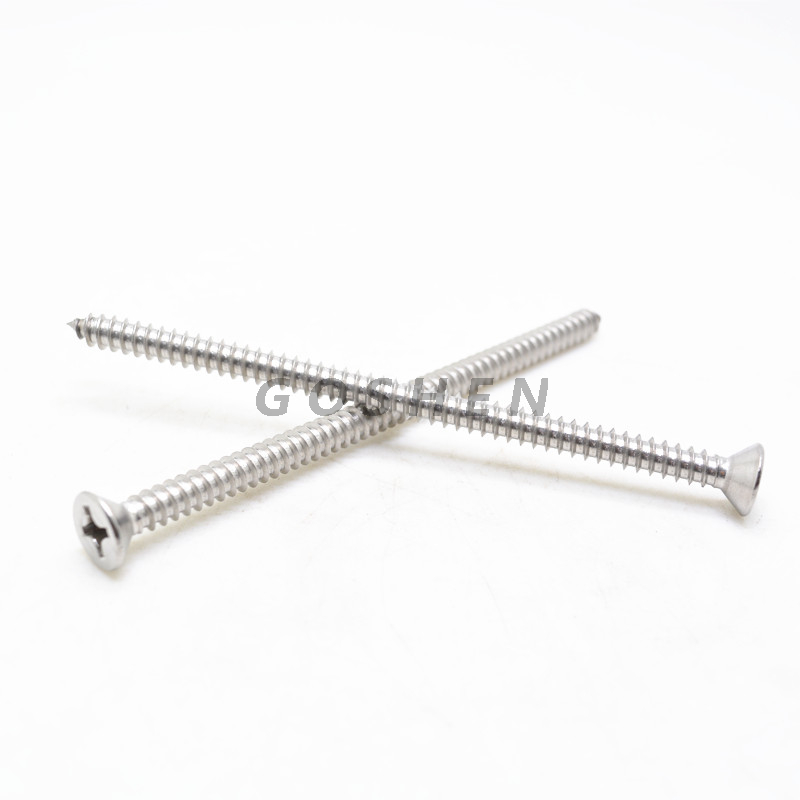High quality DIN7982 Stainless steel cross recessed countersunk head tapping screw