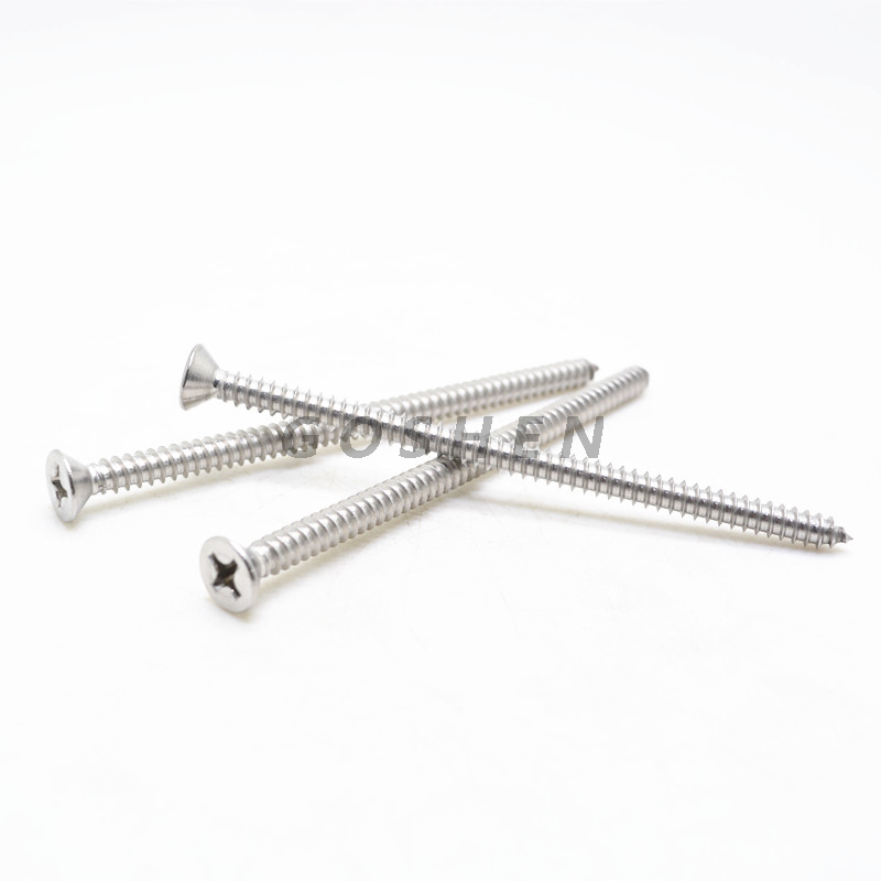 High quality DIN7982 Stainless steel cross recessed countersunk head tapping screw