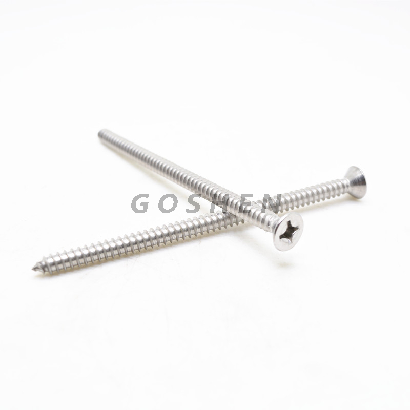High quality DIN7982 Stainless steel cross recessed countersunk head tapping screw